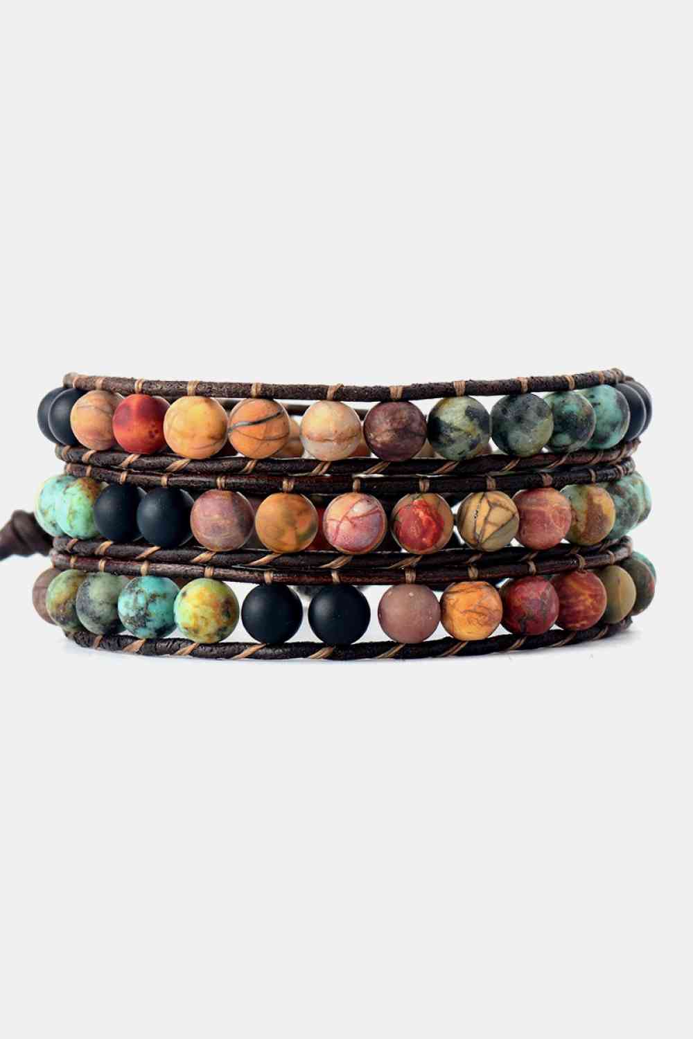 Handmade Triple Layer Beaded Agate Bracelet Trandify deal