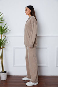 Dropped Shoulder Sweater and Long Pants Set Trandify deal