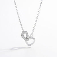 925 Sterling Silver Inlaid Zircon Heart Necklace Trandify deal