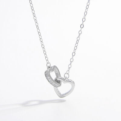 925 Sterling Silver Inlaid Zircon Heart Necklace Trandify deal
