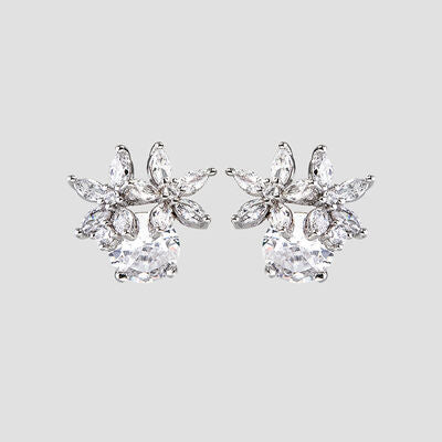 Zircon 925 Sterling Silver Flower Stud Earrings Trandify deal