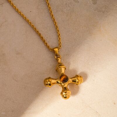 Gold-Plated Stainless Steel Cross Shape Pendant Necklace Trandify deal