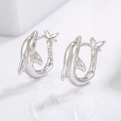 925 Sterling Silver Zircon Dolphin Earrings Trandify deal