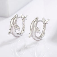 925 Sterling Silver Zircon Dolphin Earrings Trandify deal