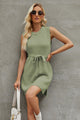 Tied Round Neck Sleeveless Sweater Dress Trandify deal