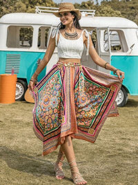 Printed High Waist Handkerchief Hem Skirt Trandify deal