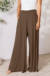 Double Take Full Size Smocked Wide Waistband Wide Leg Pants Trandify deal