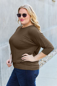 Basic Bae Full Size Round Neck Batwing Sleeve Blouse Trandify deal