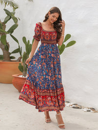 Floral Flounce Sleeve Midi Dress Trandify deal