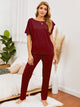 Round Neck Top and Pants Lounge Set Trandify deal