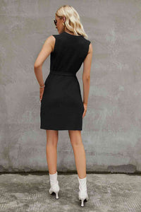 Round Neck Slit Sleeveless Sweater Dress Trandify deal