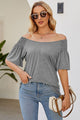 Smocked Round Neck Flutter Sleeve T-Shirt Trandify deal
