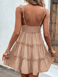Shiny Frill Spaghetti Strap Tiered Dress Trandify deal