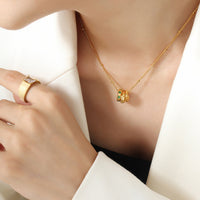 Titanium Steel Inlaid Zircon Pendant Necklace Trandify deal