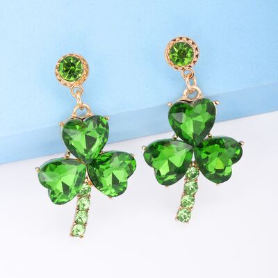 Rhinestone Alloy Lucky Clover Dangle Earrings Trandify deal