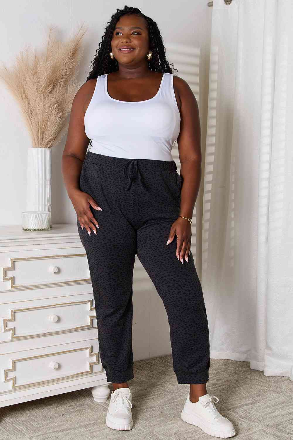 Basic Bae Leopard Print Joggers with Pockets Trandify deal