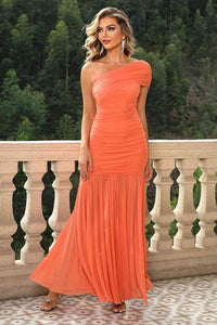 One-Shoulder Ruched Maxi Dress Trandify deal