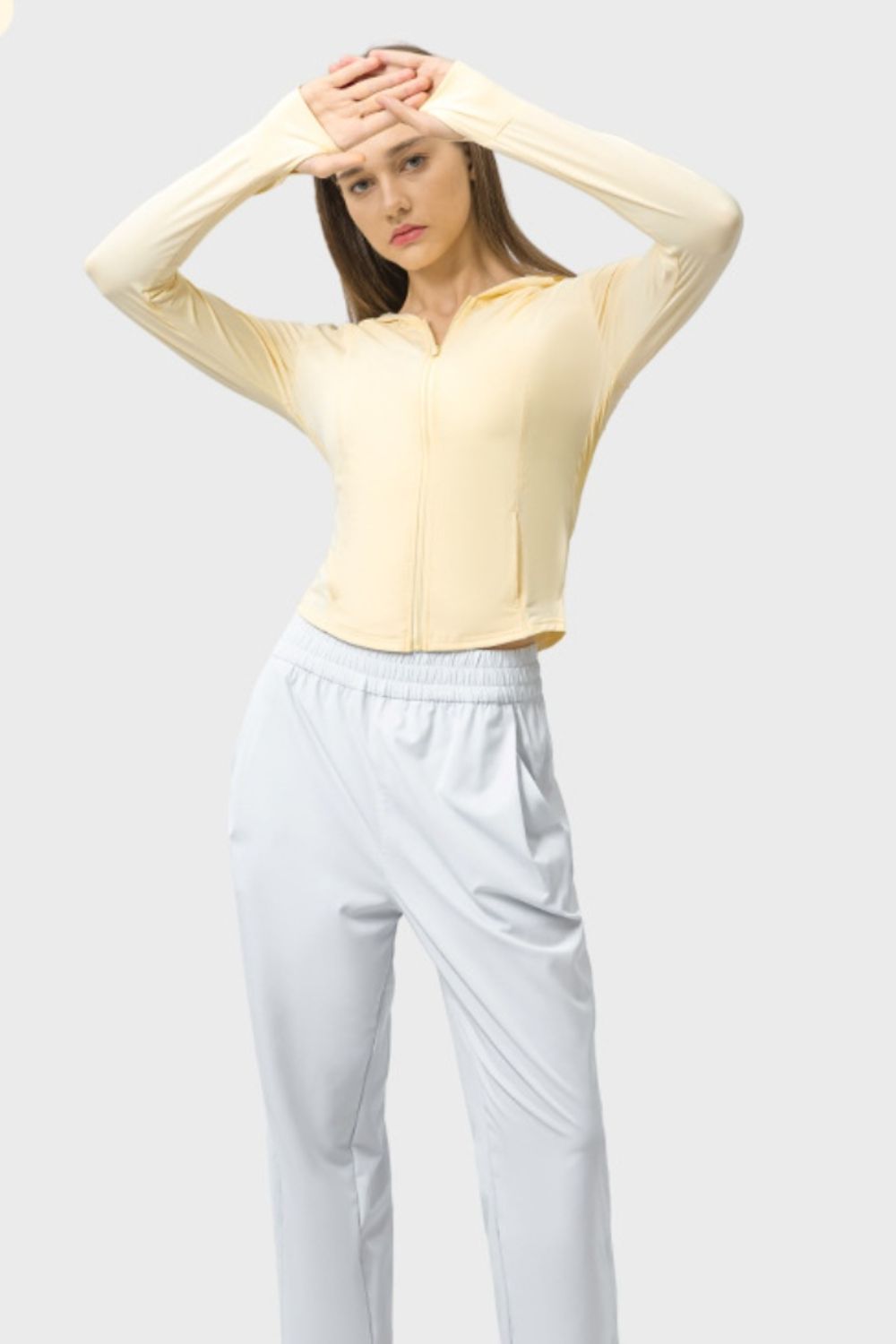 Pocketed Zip Up Hooded Long Sleeve Active Outerwear Trandify deal