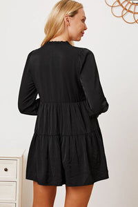 Ruffled Button Up Long Sleeve Tiered Shirt Trandify deal