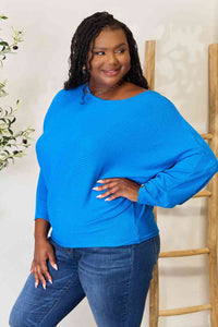 Zenana Full Size Round Neck Batwing Sleeve Blouse Trandify deal