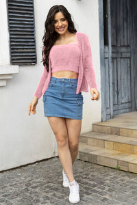 Cropped Cami and Open Front Cardigan Set Trandify deal