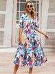 Ruched Printed Surplice Short Sleeve Dress Trandify deal