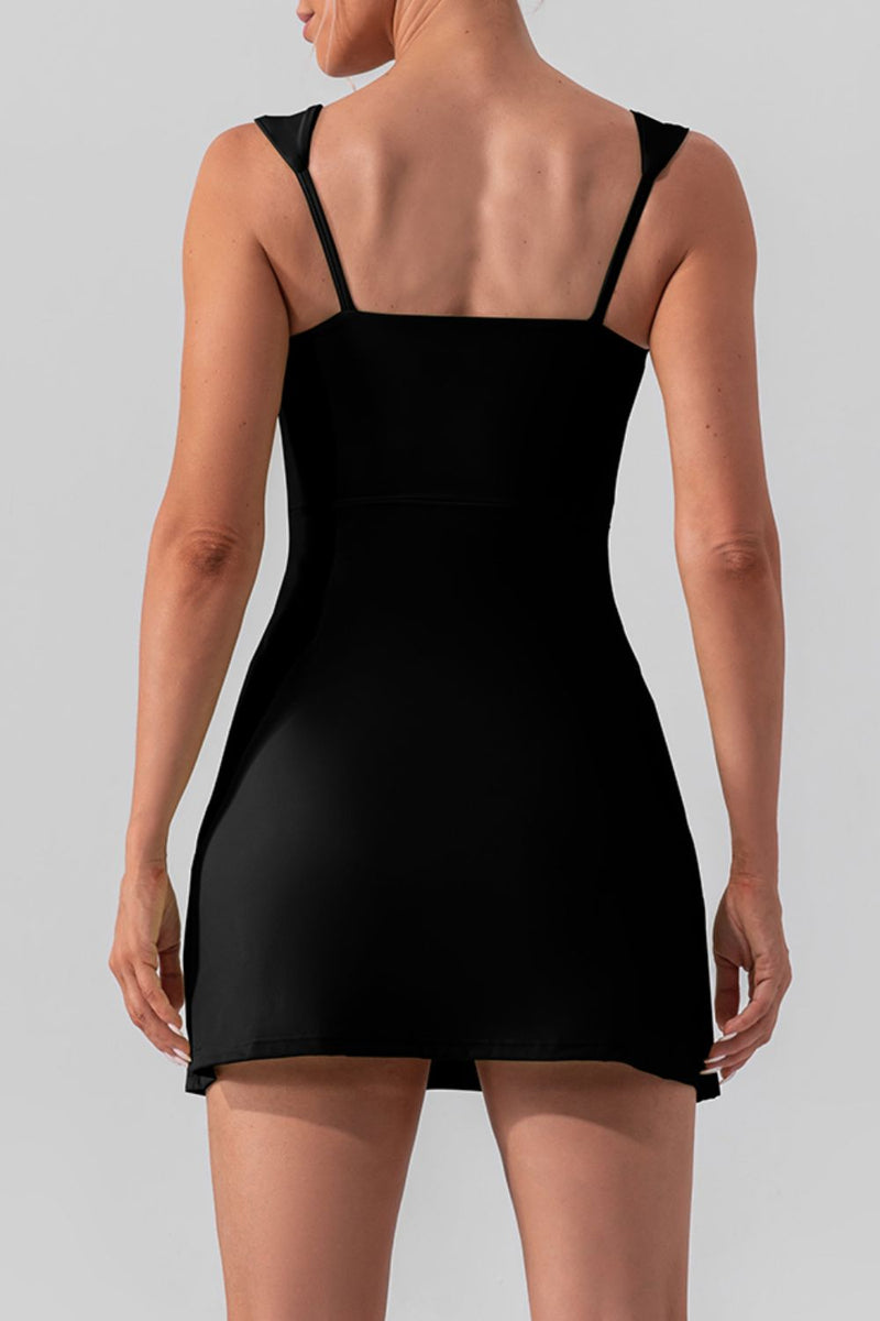 Square Neck Sleeveless Slit Mini Active Dress Trandify deal