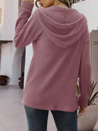 Half Button Up Drawstring Hoodie Trandify deal