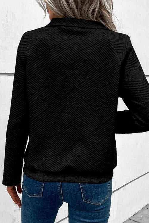 Geometric Snap Button Long Sleeve Sweatshirt Trandify deal