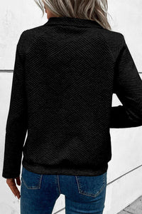 Geometric Snap Button Long Sleeve Sweatshirt Trandify deal