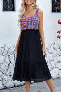 Openwork Wide Strap Midi Dress Trandify deal