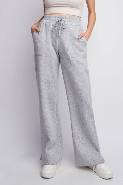 Faith Apparel Full Size Drawstring Straight Leg Slit Sweatpants Trandify deal