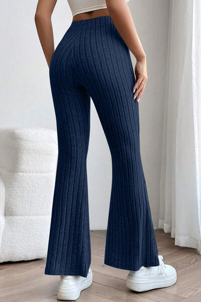Basic Bae Full Size Ribbed High Waist Flare Pants Trandify deal