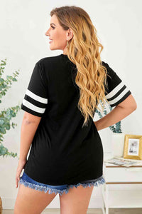 Plus Size Striped V-Neck Tee Shirt Trandify deal