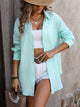 Textured Button Up Dropped Shoulder Shirt Trandify deal