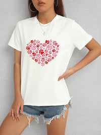 Heart Round Neck Short Sleeve T-Shirt Trandify deal
