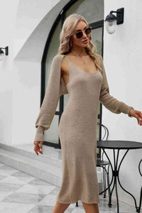 Knit Slit Tank Dress and Bolero Set Trandify deal
