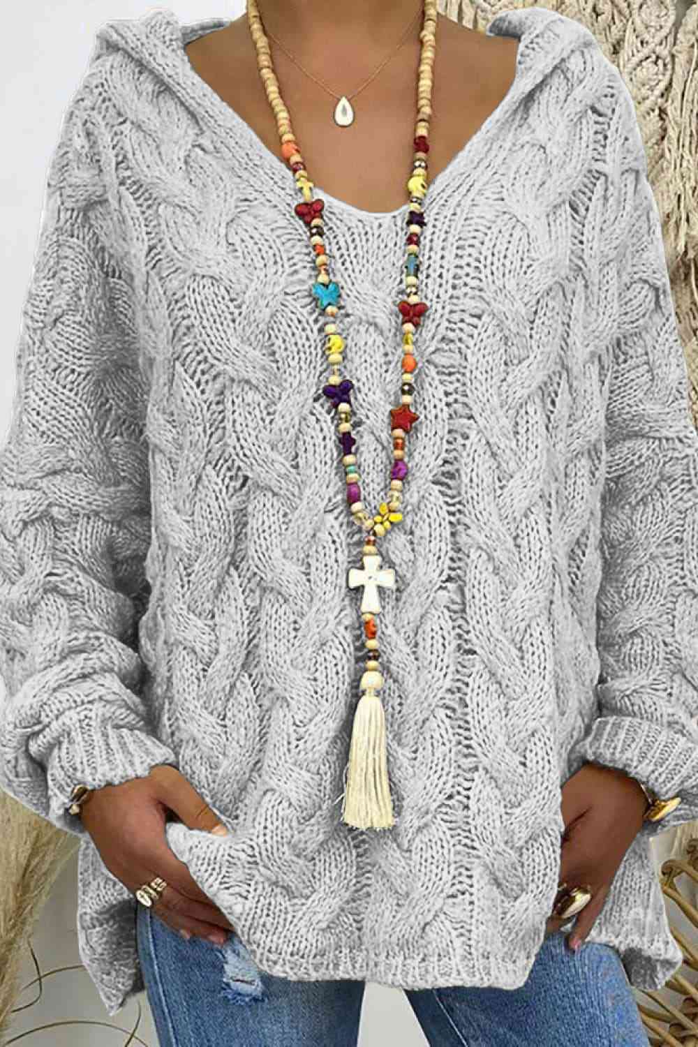 Cable-Knit Hooded Sweater Trandify deal