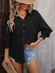 Textured Pocketed Button Up Dropped Shoulder Shirt Trandify deal