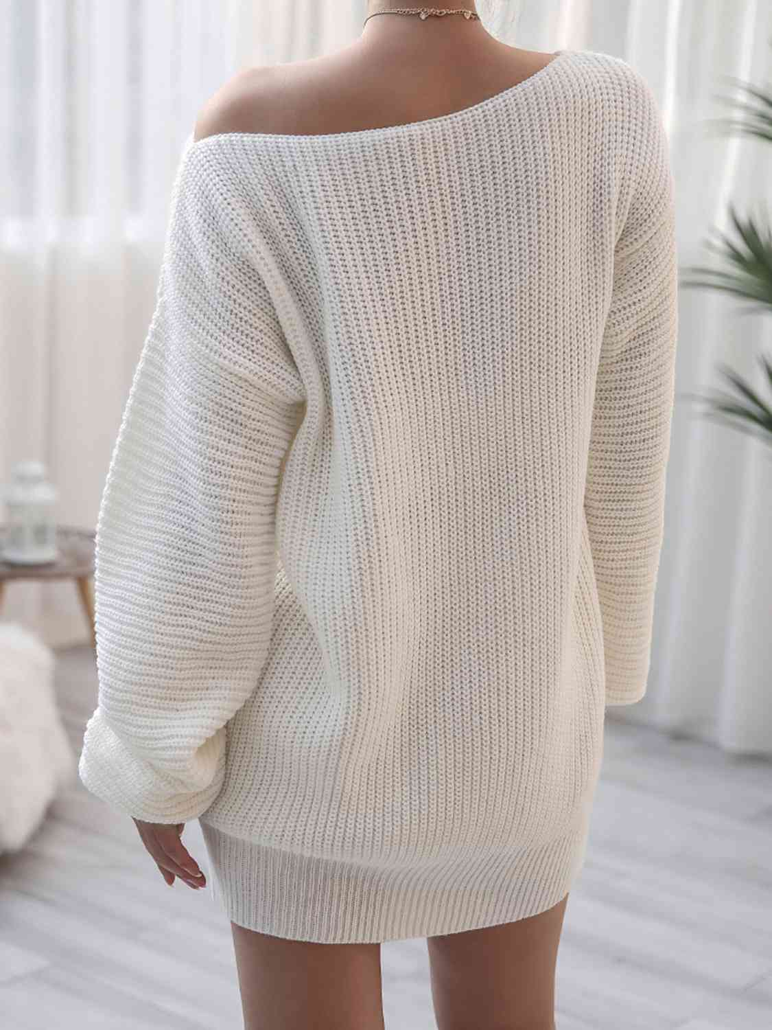 Rib-Knit Mini Sweater Dress Trandify deal