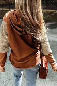 Color Block Dropped Shoulder Hoodie Trandify deal