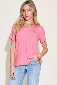 Basic Bae Full Size V-Neck High-Low T-Shirt Trandify deal