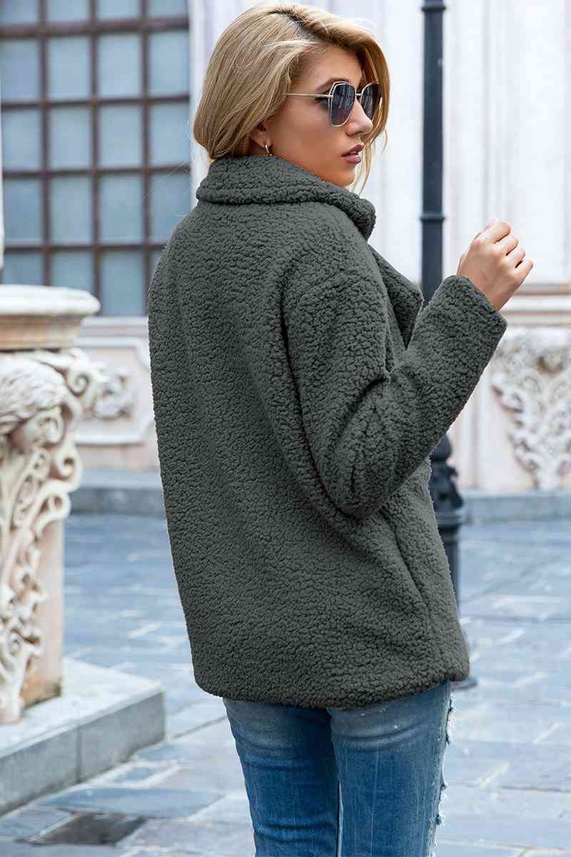 lvy Lane Full Size Lapel Collar Sherpa Coat Trandify deal