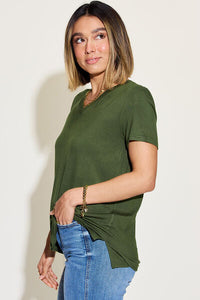 Basic Bae Full Size V-Neck High-Low T-Shirt Trandify deal