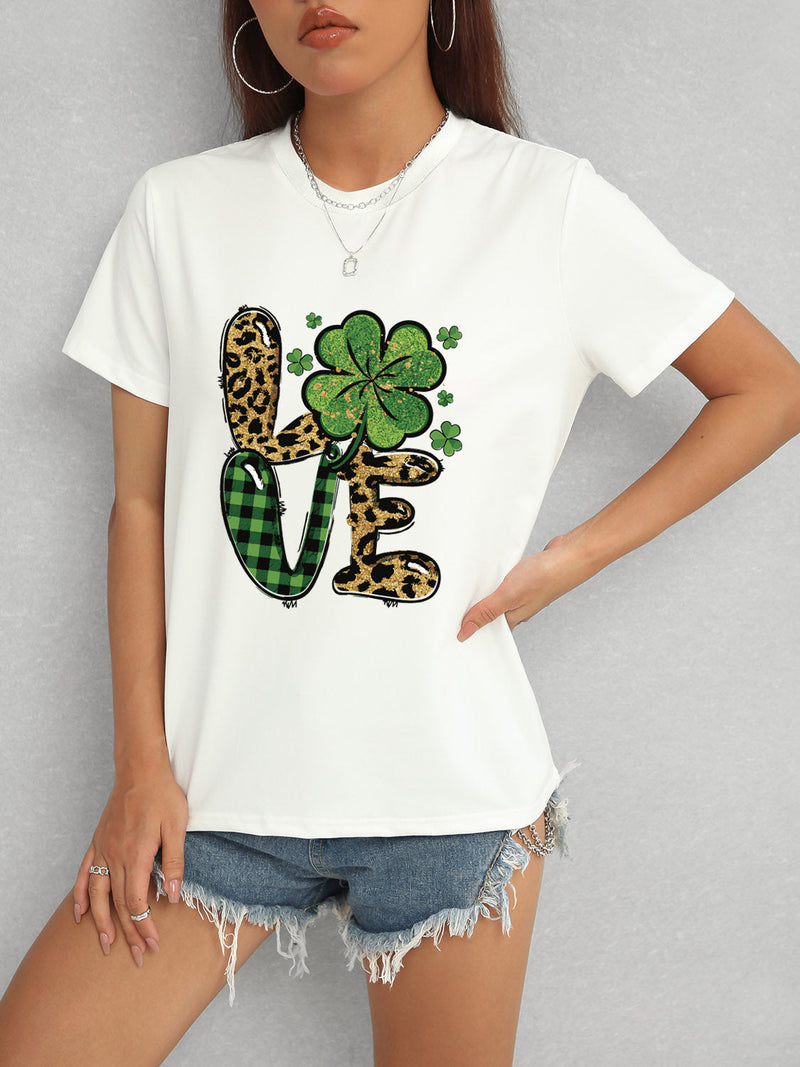 LOVE Round Neck Short Sleeve T-Shirt Trandify Deal