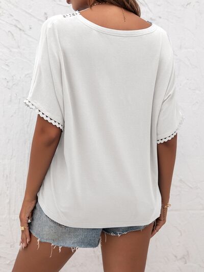 lvy Lane Lace Detail V-Neck T-Shirt Trandify deal