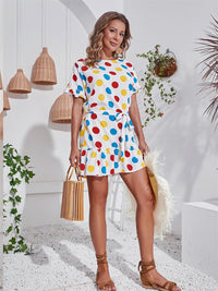Tied Frill Short Sleeve Mini Dress Trandify deal