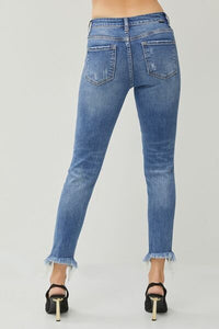 RISEN Distressed Frayed Hem Slim Jeans Trandify deal