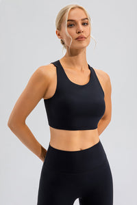 Round Neck Cutout Cropped Active Tank Trandify deal