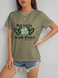 Lucky Clover Round Neck Short Sleeve T-Shirt Trandify deal